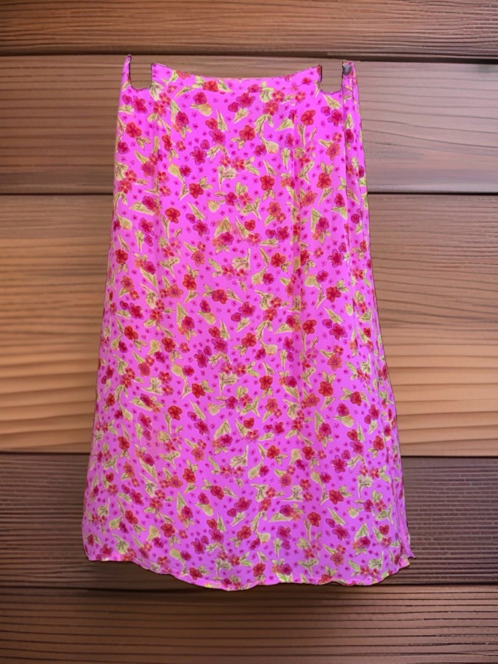 Sigrid Olsen Sport Pink Floral A-Line Skirt with Yellow Accents-4P-EC